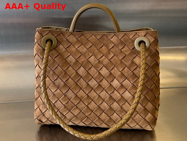 Bottega Veneta Small Andiamo Bag in Fondant Supple Intrecciato Suede Leather Replica