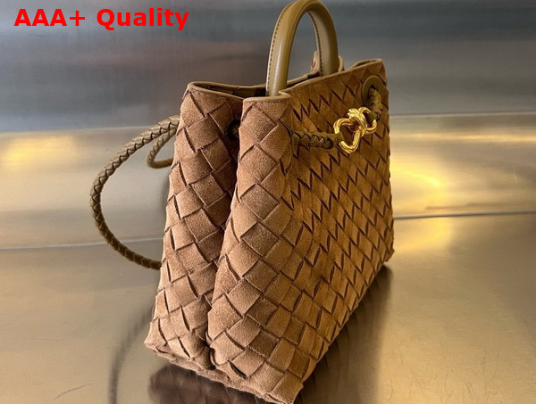 Bottega Veneta Small Andiamo Bag in Fondant Supple Intrecciato Suede Leather Replica