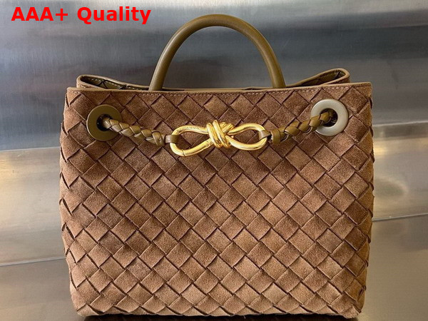 Bottega Veneta Small Andiamo Bag in Fondant Supple Intrecciato Suede Leather Replica