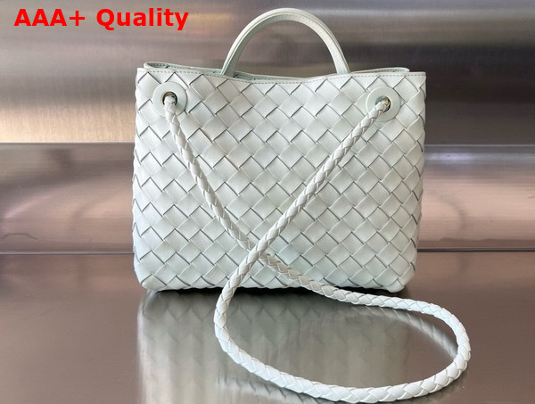 Bottega Veneta Small Andiamo Bag in Glacier Intrecciato Leather Replica