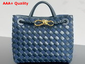 Bottega Veneta Small Andiamo Bag in Intrecciato Leather and Denim Abyss Indigo Replica