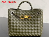 Bottega Veneta Small Andiamo Bag in Kaki Intrecciato Leather Replica