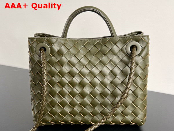 Bottega Veneta Small Andiamo Bag in Kaki Intrecciato Leather Replica