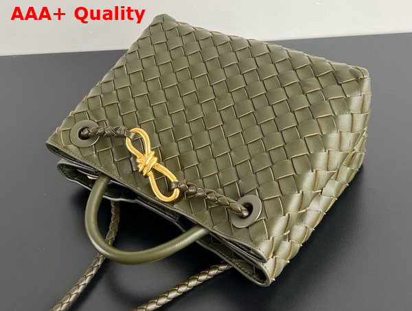 Bottega Veneta Small Andiamo Bag in Kaki Intrecciato Leather Replica