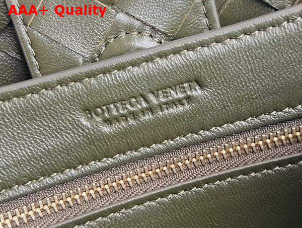 Bottega Veneta Small Andiamo Bag in Kaki Intrecciato Leather Replica