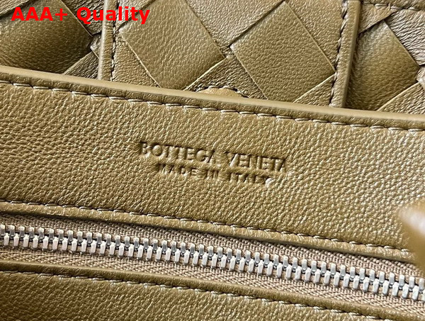 Bottega Veneta Small Andiamo Bag in Kaki Intrecciato Leather with Silver Hardware Replica