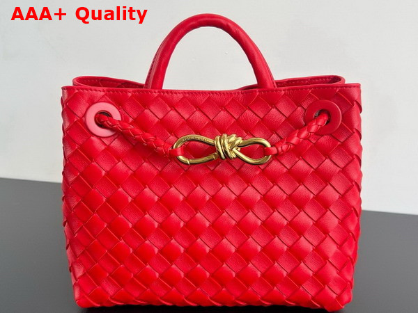 Bottega Veneta Small Andiamo Bag in Red Intrecciato Leather Top Handle Bag Replica