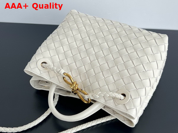 Bottega Veneta Small Andiamo Bag in Sea Salt Intrecciato Leather Replica