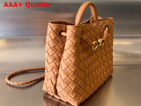 Bottega Veneta Small Andiamo Caramel Intrecciato Leather Replica