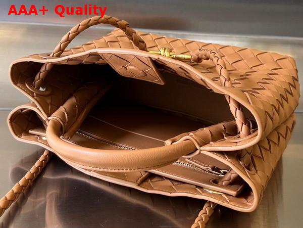 Bottega Veneta Small Andiamo Caramel Intrecciato Leather Replica