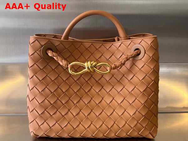 Bottega Veneta Small Andiamo Caramel Intrecciato Leather Replica