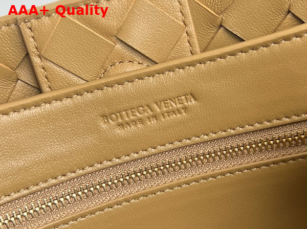 Bottega Veneta Small Andiamo Dark Praline Intrecciato Leather Top Handle Bag Replica