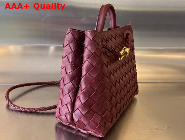 Bottega Veneta Small Andiamo Top Handle Bag in Barolo Intrecciato Leather Replica