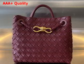 Bottega Veneta Small Andiamo Top Handle Bag in Barolo Intrecciato Leather Replica