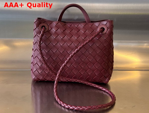 Bottega Veneta Small Andiamo Top Handle Bag in Barolo Intrecciato Leather Replica