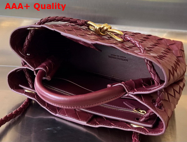 Bottega Veneta Small Andiamo Top Handle Bag in Barolo Intrecciato Leather Replica