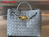 Bottega Veneta Small Andiamo Top Handle Bag in Thunder Intrecciato Leather Replica