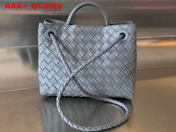 Bottega Veneta Small Andiamo Top Handle Bag in Thunder Intrecciato Leather Replica