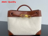 Bottega Veneta Small Andiamo Top Handle Bag in Weathered Leather and Canvas Natural Light Wood Replica