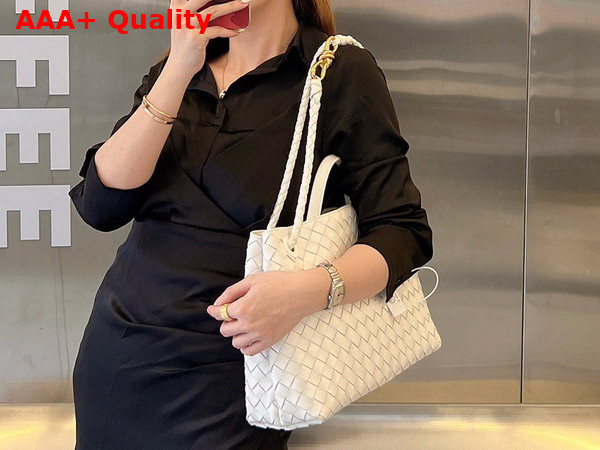 Bottega Veneta Small Andiamo White Intrecciato Leather Replica