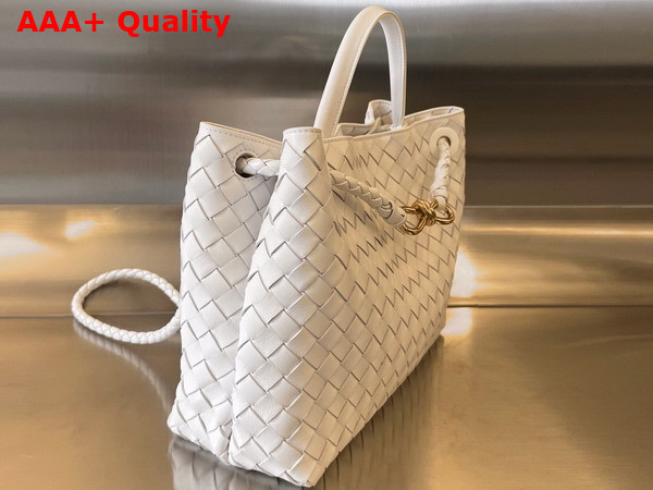 Bottega Veneta Small Andiamo White Intrecciato Leather Replica