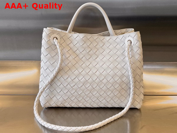 Bottega Veneta Small Andiamo White Intrecciato Leather Replica