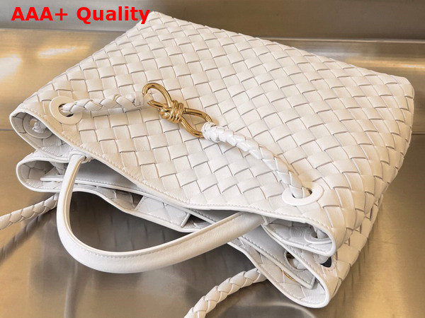 Bottega Veneta Small Andiamo White Intrecciato Leather Replica