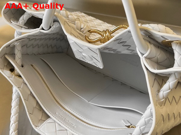 Bottega Veneta Small Andiamo White Intrecciato Leather Replica