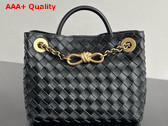 Bottega Veneta Small Andiamo with Chain in Black Intrecciato Leather Replica