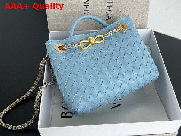 Bottega Veneta Small Andiamo with Chain in Ice Intrecciato Leather Replica