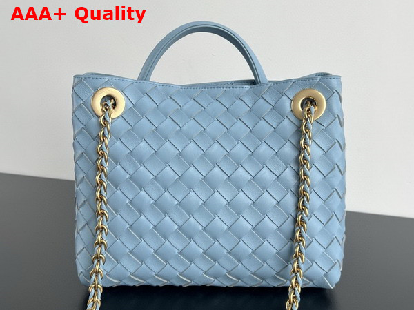 Bottega Veneta Small Andiamo with Chain in Ice Intrecciato Leather Replica