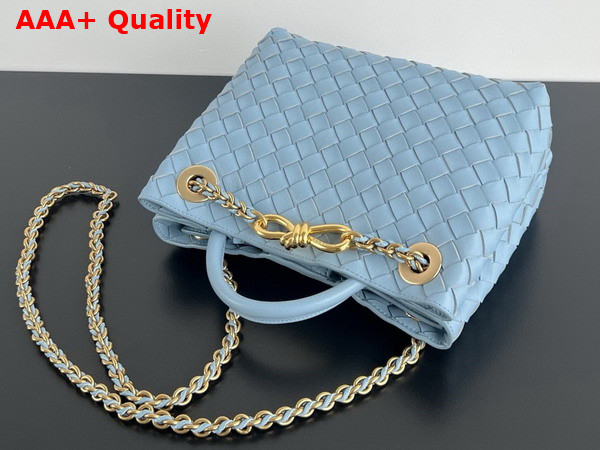 Bottega Veneta Small Andiamo with Chain in Ice Intrecciato Leather Replica