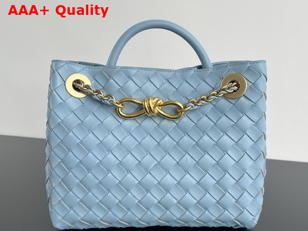 Bottega Veneta Small Andiamo with Chain in Ice Intrecciato Leather Replica