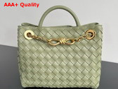 Bottega Veneta Small Andiamo with Chain in Travertine Intrecciato Leather Replica