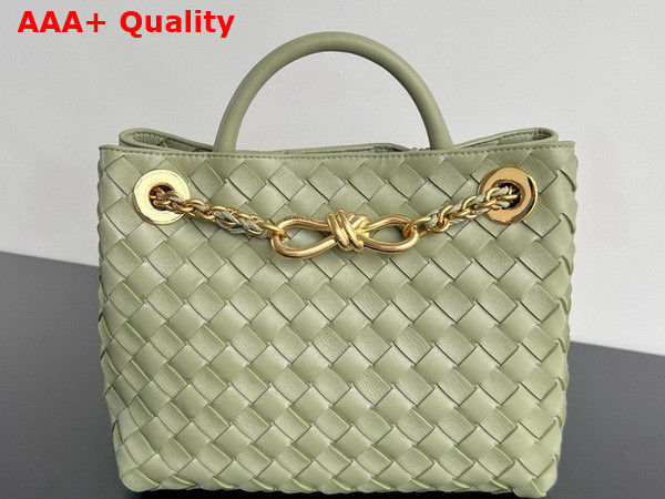 Bottega Veneta Small Andiamo with Chain in Travertine Intrecciato Leather Replica