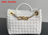 Bottega Veneta Small Andiamo with Chain in White Intrecciato Leather Replica