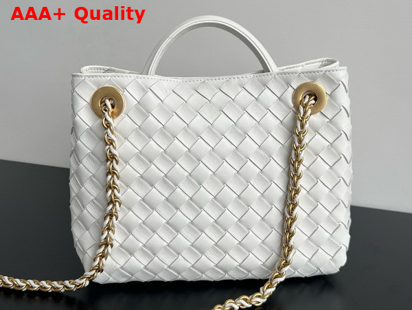 Bottega Veneta Small Andiamo with Chain in White Intrecciato Leather Replica