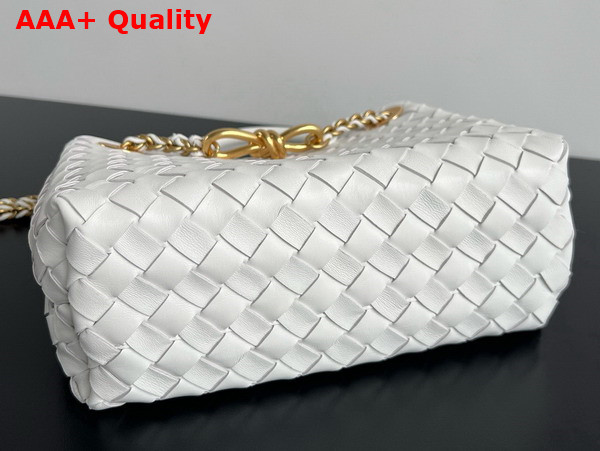 Bottega Veneta Small Andiamo with Chain in White Intrecciato Leather Replica