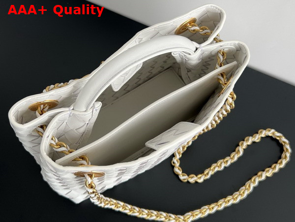 Bottega Veneta Small Andiamo with Chain in White Intrecciato Leather Replica