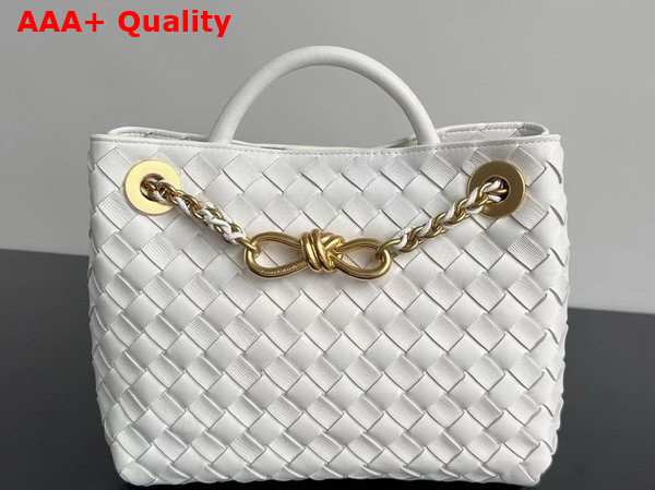 Bottega Veneta Small Andiamo with Chain in White Intrecciato Leather Replica