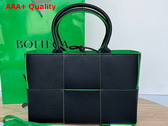 Bottega Veneta Small Arco Tote Bag Black Parakeet Grained Leather Replica