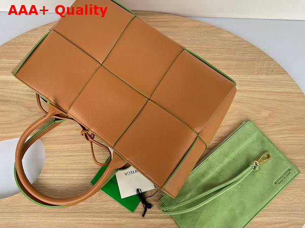 Bottega Veneta Small Arco Tote Bag Caramel Pistachio Grained Leather Replica