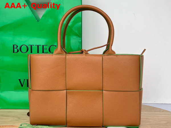 Bottega Veneta Small Arco Tote Bag Caramel Pistachio Grained Leather Replica