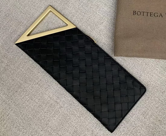 Bottega Veneta Small BV Rim Intrecciato Clutch in Black