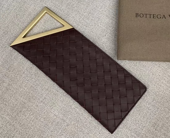 Bottega Veneta Small BV Rim Intrecciato Clutch in Merlot