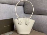 Bottega Veneta Small Basket Tote in Bianco French Calfskin