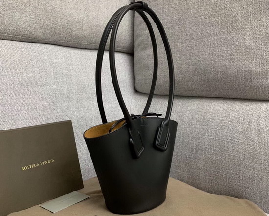 Bottega Veneta Small Basket Tote in Black French Calfskin