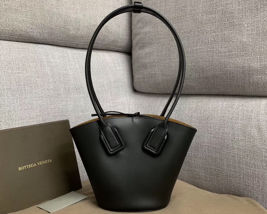 Bottega Veneta Small Basket Tote in Black French Calfskin