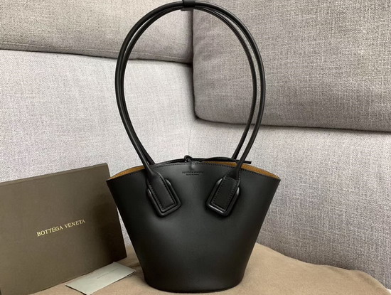 Bottega Veneta Small Basket Tote in Black French Calfskin