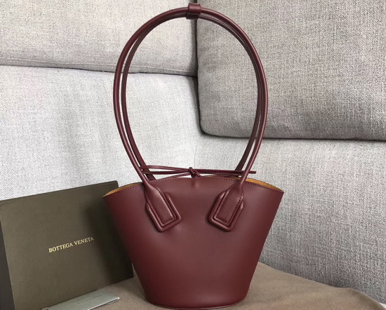 Bottega Veneta Small Basket Tote in Bordeaux French Calfskin